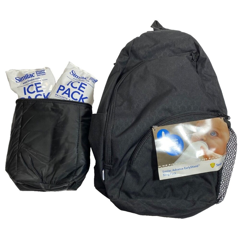 NEW Similac Diaper Bag Back Pack + Bottle Cooler & 2 Ice Packs~Black NWT